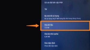 chọn xóa dữ liệu